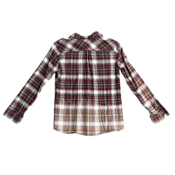 Bleach Dyed Plaid Shirt, Ana Small Shirt, Custom OOAK Bleached Plaid Shirt - Picture 4 of 4